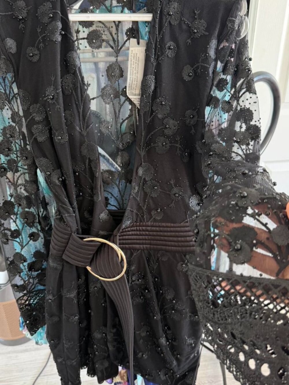 Zhivago In the Garden Dress – Black Beaded Embroidered Mini – NWT